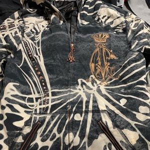 Christian Audigier zip up velvet jacket . Black and gold worn once